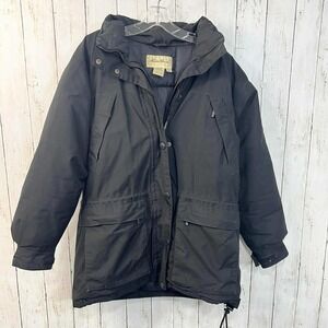 Women's Eddie Bauer Goose Down Parka Coat Detachable Hood Black Size M